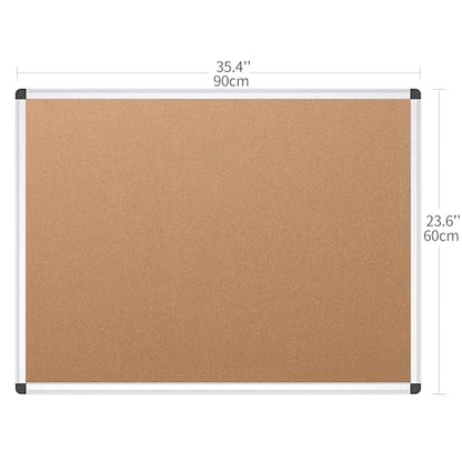 VIZ-PRO Cork Notice Board, 36 X 24 Inches, Silver Aluminium Frame - size: 36 X 24 inches