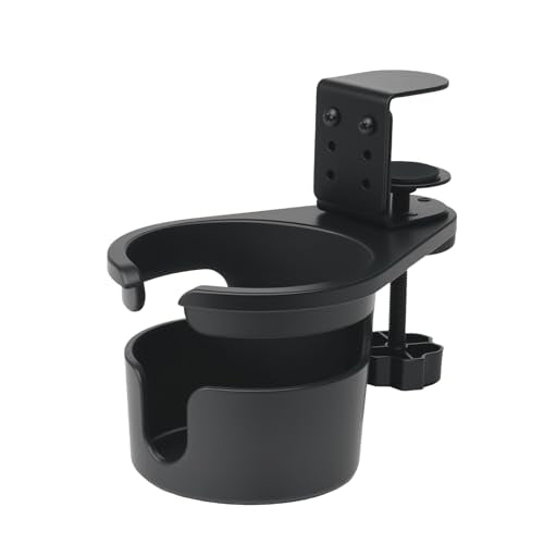 DecBeLiv 360° Rotating Cup Holder Under Desk Anti Spill Space Saving for Home Office Camping for Mugs, Glass, Heavy Drink - color: BLACK-BASIC, size: Rotatable
