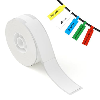 NIIMBOT White Cable Labels Maker Tape for D11/D110/D101 Label Maker, 0.49'' x 4.29''(12.5mm x 109mm), Thermal Label Tape for Home Office Labeling Tape Replacement - color: 12.5mmx109mm-white Cable