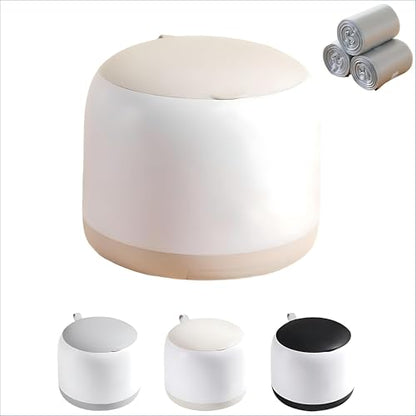 Small Desk mini Trash can Desktop Tiny Garbage can Office Waste Basket with lid with Bracket Home Office Bedroom Living Room Kitchen Garbage Sundries, Includes 90 Trash Bags(Beige-White) - color: Beige-White