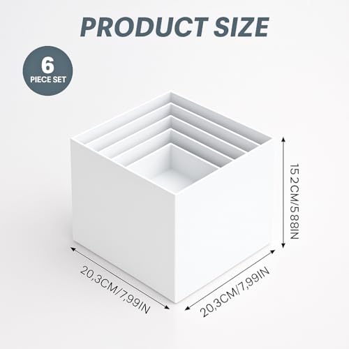 Moen Acrylic Nesting Stand Display Cube Box with Hollow Bottom 6 Pcs Pitcher Boxes for Display (Whith) - color: Whith