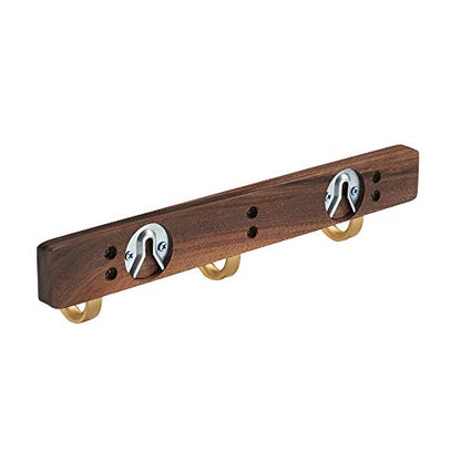 Wall Mounted Coat Rack, Entryway Hanging Coat Rack, Metal Wood Coat Rail with 3 Rustic Hooks Rail for Coat, Scarf, Bag, Towel, Key, Cap, Hat, Walnut Gold Matt - size: 3 Hooks - J Shape