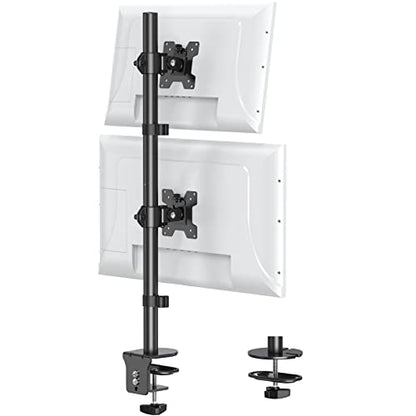 MOUNT PRO Vertical Dual Monitor Stand, Stacked Monitor Mount for 2 Monitors Up to 32 inches, Computer Monitor Arm with Swivel, Tilt, Height Adjustable, Each Monitor Desk Mount Holds up to 17.6 lbs - size: Max 32“ Basic