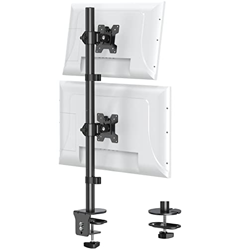 MOUNT PRO Vertical Dual Monitor Stand, Stacked Monitor Mount for 2 Monitors Up to 32 inches, Computer Monitor Arm with Swivel, Tilt, Height Adjustable, Each Monitor Desk Mount Holds up to 17.6 lbs - size: Max 32“ Basic