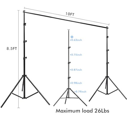 Photography Background Stand Support System with Muslin Backdrop (Chromakey Green Screen kit) 85W 5500K LED Bulb with Umbrella Lighting Kit for Photo Studio Product, Portrait and Video Shoot