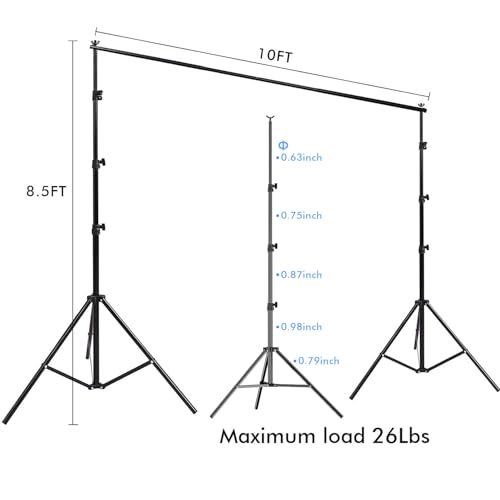 Photography Background Stand Support System with Muslin Backdrop (Chromakey Green Screen kit) 85W 5500K LED Bulb with Umbrella Lighting Kit for Photo Studio Product, Portrait and Video Shoot