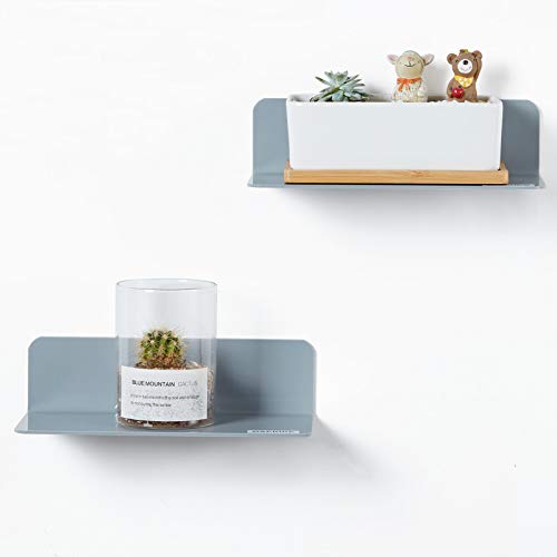 OAPRIRE Grey Acrylic Floating Shelves Set of 2 - Easily Expand Wall Space - Small Wall Shelf with Strong Adhesive for Bathroom, Bedroom, etc - color: Grey