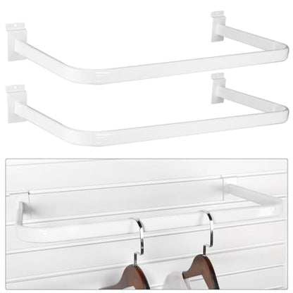 Shimeyao 2 Pcs U Shaped Handrail for Slatwall 24 Inch Oval Tubing Handrail Metal Slat Wall Accessory for Retail Displays Bracket Clothing Rack Home Use (White)