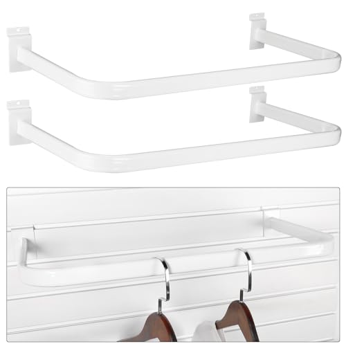 Shimeyao 2 Pcs U Shaped Handrail for Slatwall 24 Inch Oval Tubing Handrail Metal Slat Wall Accessory for Retail Displays Bracket Clothing Rack Home Use (White)