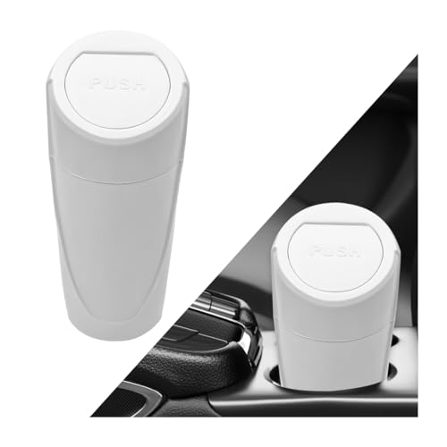Car Trash Can with Lid, Mini Car Garbage Bin Leakproof Cup Holder Trash Can, Multipurpose Organizer Door Pocket Trash Cup Fits Auto Home Office, Universal Garbage Can (White) - color: White