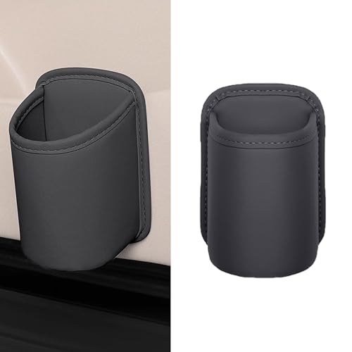 Car Door Cup Holder, Leather Clip On Backseat Pocket Beverage Holder, Waterproof Scratch-Resistant Vehicle Window Cup Holder, Multifunctional Storage for Water Cup Phone Change (Black) - color: Black