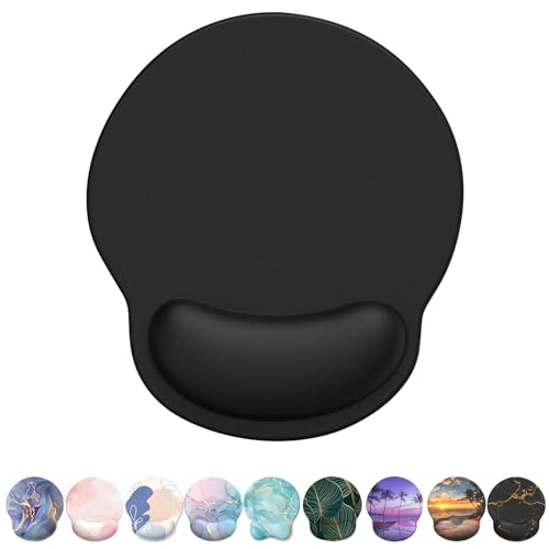 eulps Mouse Pad with Wrist Rest, Comfortable Computer Mousepad with Gel Wrist Support Smooth Surface and Non-Slip PU Base for Pain Relief, Laptop, Office & Home (Black) - color: Black