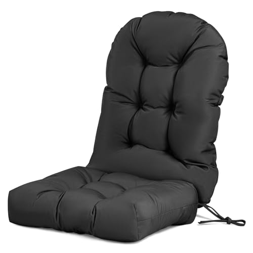 Adirondack Chair Cushion Waterproof Rocking Chair Cushion, Tufted High Back Patio Chair Cushions with Anti-Slip Ties for Rocking Chairs,Adirondack Chair,Patio Furniture (Black) - color: Black