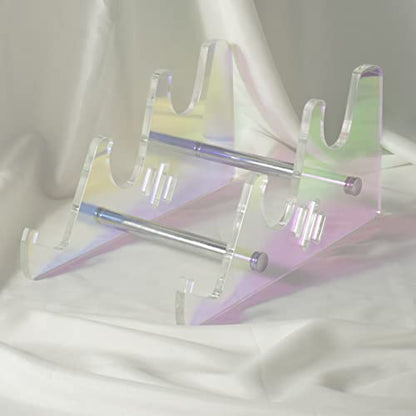 3-Tier Acrylic Keyboard Display Stand, Colorful Clear Keyboard Storage Holder, Mechanical Keyboard Collection Holders Rainbow Desk Accessories