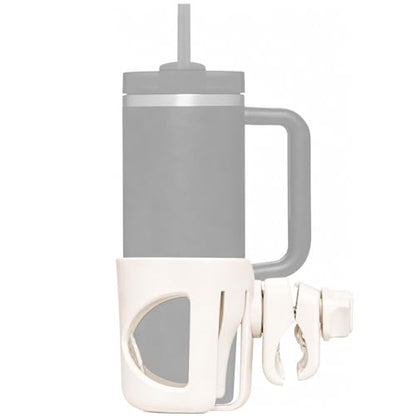 New Stroller Cup Holder for Stanley Quencher H2.0 (30 & 40 Oz. Models), Also Compatible with Stanley IceFlow (20 & 30 Oz. Models) - Almond White - color: Almond White