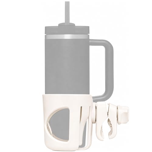 New Stroller Cup Holder for Stanley Quencher H2.0 (30 & 40 Oz. Models), Also Compatible with Stanley IceFlow (20 & 30 Oz. Models) - Almond White - color: Almond White