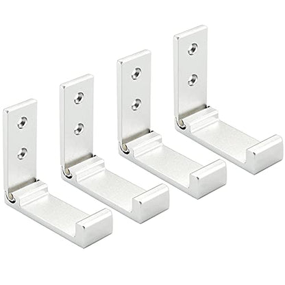 Folding Coat Hooks, Wall Hooks for Hanging Aluminum Alloy Cloth Hanger Coat Hanger Headphones Holder Headset Wall Hanger Hook- Pack of 4 (Silver) - color: Silver