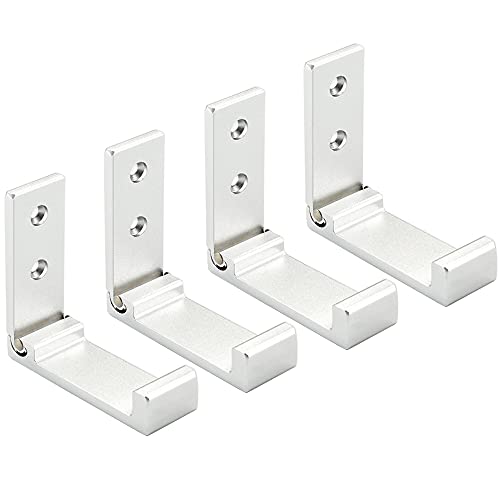 Folding Coat Hooks, Wall Hooks for Hanging Aluminum Alloy Cloth Hanger Coat Hanger Headphones Holder Headset Wall Hanger Hook- Pack of 4 (Silver) - color: Silver