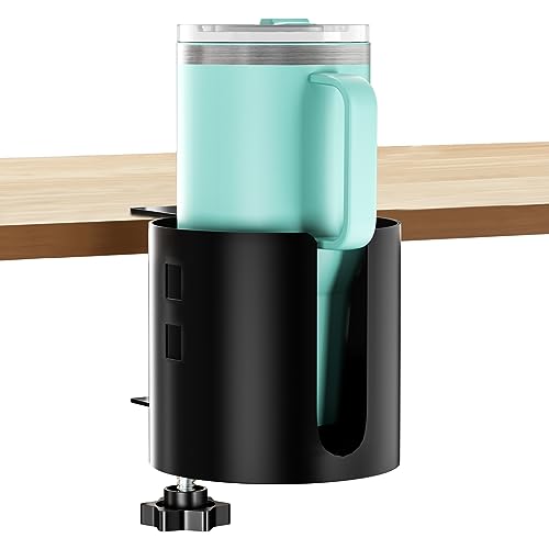 Deeper Desk Cup Holder, OOKUU Anti-Spill Cup Holder for Desk or Table, Sturdy and Durable, Easy to Install, Enough to Hold Coffee Cups, Water Bottles, Gaming PC Office Accessories, Black - color: Black, size: 1 Pack, Deeper, 3.95 inch
