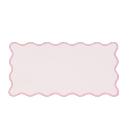 Pink Scalloped Desk Mat, 31.5" x 15.7", PU Leather, Waterproof Anti-Slip, Cute Aesthetic Desk Pad for Office/Home/Game/Vanity Large - color: Pink