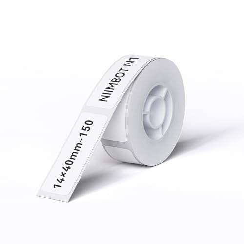 NIIMBOT Thermal Transfer Labels 0.55''x1.57'', for N1(B18) Label Maker, PET Material, Waterproof and High-Temperature Resistance, Long Storage Time, White(14x40mm-150) - color: 0.55''×1.57''-white