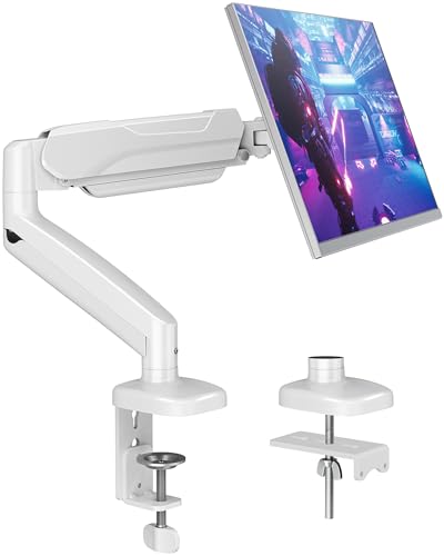 MOUNTUP Single Monitor Desk Mount Holds Screen up to 32 inch, Height Adjustable Monitor Arm, Full Motion Computer Monitors Stand with Clamp/Grommet Base, VESA Mounts Fit 4.4-17.6lbs Computer, White - color: White, size: Single