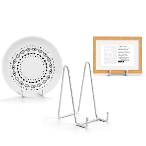 3 Pack 6inch Picture Stands for Display, Silver Metal Plate Stands for Display - Decorative Plate Stand, Plate Holder Display Stand, Picture Frame Stand - Plate Display Stands for Picture Stand - color: Silver, size: 6 inch(3 pack)