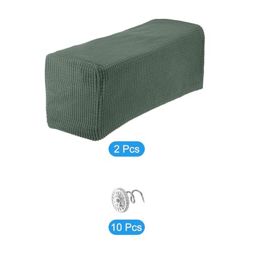 uxcell 2pcs Stretch Armrest Covers for Chairs/Sofas, Couch Arm Covers with Twist Pin, Furniture Protector Slipcovers Green - color: Green