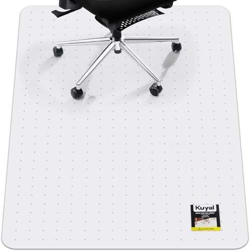 Kuyal Office Chair Mat for Carpet, 48x60 Clear Heavy Duty Computer Chair Mat, Under Desk Protector Carpeted Floors Mat, Easy Chair Movement,Ship Flat - size: 48" X 60"