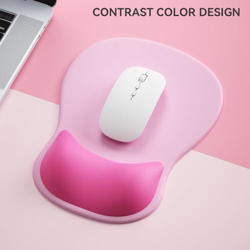 Ergonomic Mouse Pad with Wrist Rest,Cute Gel Mousepad Wrist Support - Small Mini Portable for Travel Mouse Pads for Desk Laptop,Computer,Office & Home Decor (Pink & Hot Pink) - color: I-Pink&Hot Pink