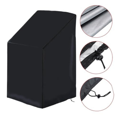 Outdoor Chair Cover Waterproof Sunproof Oxford Fabric with Drawstring - All Weather Protection for Patio, Garden, Balcony Furniture (Black 2 piece ) - size: 42"*26.7"*24"(2 piece)