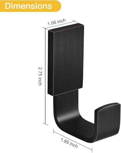 BESy Brass Clothes Hook Single Towel Hook for Bathroom Kitchen Garage Square Style Robe Hooks Coat and Hat Hook, Wall Mounted with Screws, Two Packs, Oil Rubbed Bronze - color: Oil Rubbed Bronze, size: 2 Pack