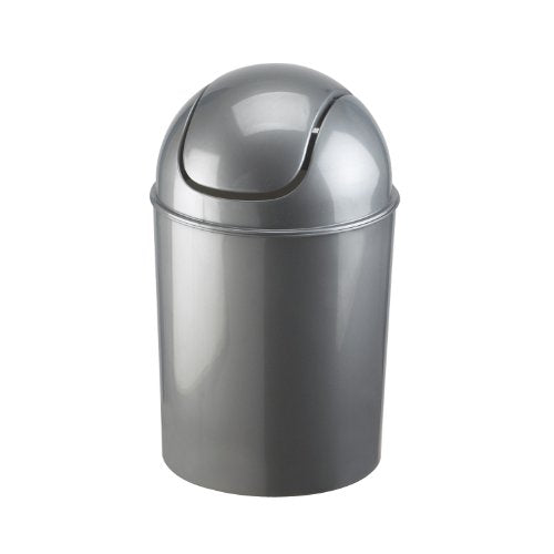 Umbra 1.25 Gallon Mini Waste Can with Removable Swing-Top Lid - Small Garbage Bin for Kitchen, Bathroom, Bedroom, Office - Compact Trash Can Fit Under Tables & Counters - Silver - color: Silver