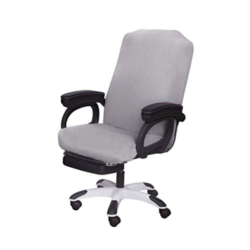SARAFLORA Office Chair Cover- Medium, Silver Grey- Removable Computer Chair Cover for Office Chair with Zipper for Universal Rotating Chair Desk Chair Cover Chair Seat Washable Protector for Pets - color: Silver Grey, size: Medium | 1PCS