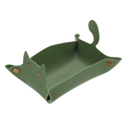 uxcell Leather Valet Tray, Folding Jewelry Tray Organizer Travel Dish Plate Desk Organizer for Women and Men Storage Jewelry Keys Wallet Coin, Green - color: Green