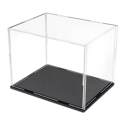 Clear Acrylic Display Case, 12x8x8 inch (30x20x20 cm) | Cube Display Box Stand, Black Base, Dustproof Protection, For Collectibles Memorabilia Figurines - size: 12 x 8 x 8 inches