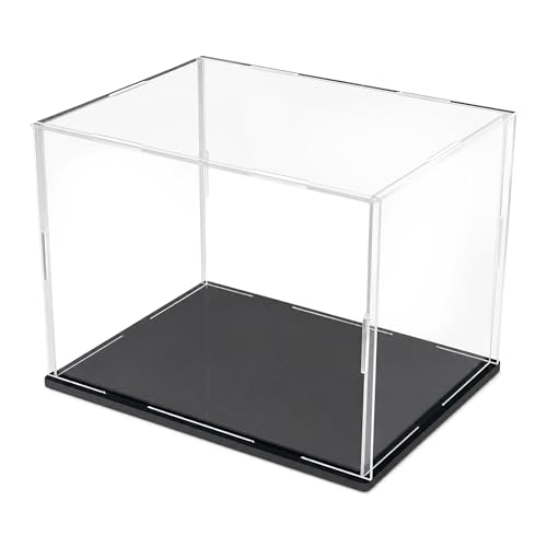 Clear Acrylic Display Case, 12x8x8 inch (30x20x20 cm) | Cube Display Box Stand, Black Base, Dustproof Protection, For Collectibles Memorabilia Figurines - size: 12 x 8 x 8 inches