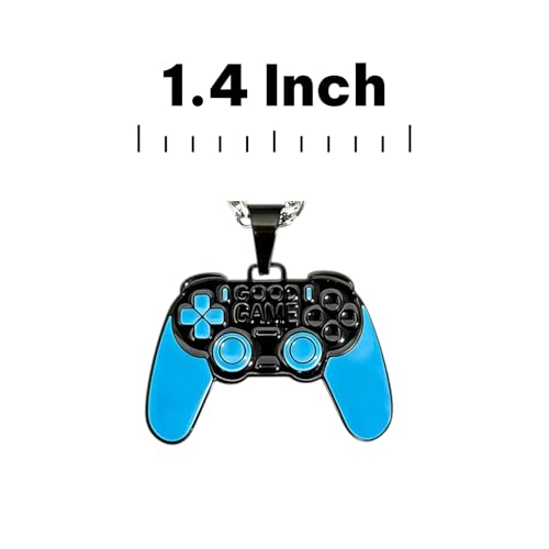 Game Controller Necklace – Symbol of Passion, Gaming, and Fun – Meaningful Gamer Pendant for Players, Streamers, and eSports Fans – Gift for Mom, Dad, Daughter, Son, Friend, Women and Men - color: Blue + Black