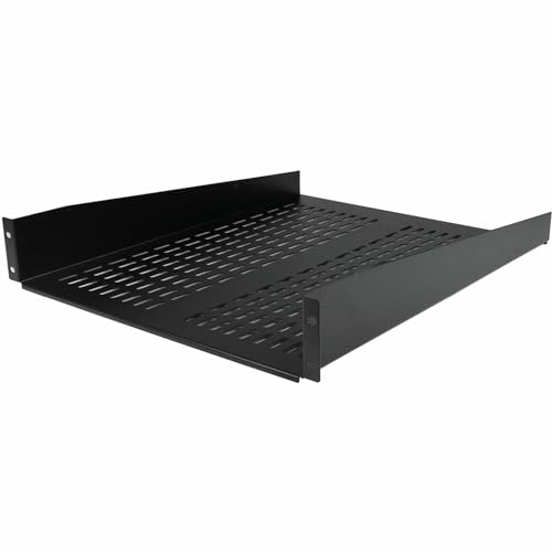 StarTech.com 2U Server Rack Shelf - Universal Vented Rack Mount Cantilever Tray for 19" Network Equipment Rack & Cabinet - Heavy Duty Steel - Weight Capacity 50lb/23kg - 22" Deep Shelf (CABSHELF22V) - size: 22"