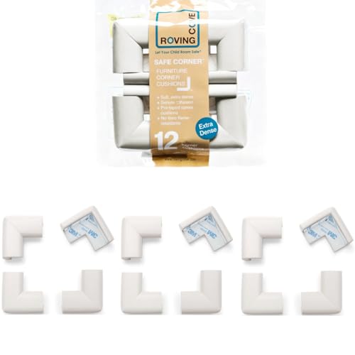 Roving Cove HeftyFit Corner Protector for Baby (12 Large Corners), Heavy-Duty Soft Rubber Foam Furniture Corner Bumper Guards, 3M Adhesive Pre-Taped, Oyster White (Off White) - color: Oyster White, size: Large 12 Count (Pack of 1)