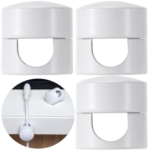 SmallCat 3 Sets Charger Holders for Cords, White Adjustable Cable Anchor Holders, Adhesive Metal Cord Clips, Cable Management Wire Organizers for Desk, Office, Nightstand - color: White, 3sets, size: 3 Sets