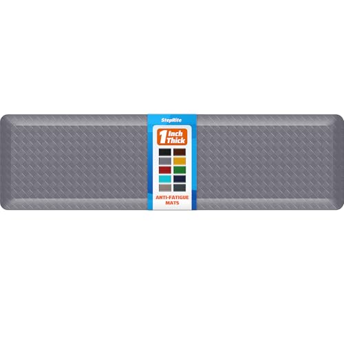 StepRite 1” Thick Kitchen Mats for Floor, Anti Fatigue Kitchen Rugs, Non-Slip,Heavy Duty Water Resistant Kitchen Rug, Standing Desk Mat for Friends, Family, Home, Kitchen, Office (72" x 20", Grey) - color: Grey, size: 72"L x 20"W x 1"Th