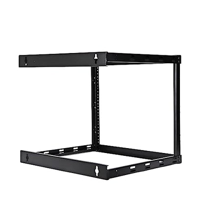 AEONS 8U 2-Post Wall Mount Open Frame 19-Inch IT Network Server A/V Equipment Rack 18” Depth 12-24 Threaded 150lbs Weight Capacity, Black - style: 8U-2Post
