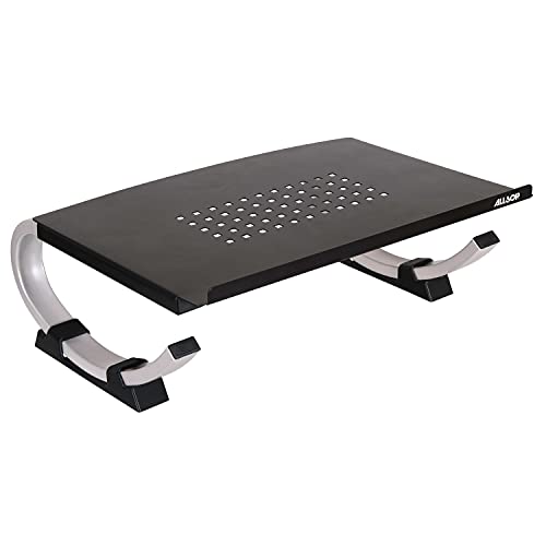 Allsop Redmond Adjustable Laptop Stand, Vented Curved Sturdy Metal Ergonomic Riser, Black (ASP30498) - style: Laptop Stand
