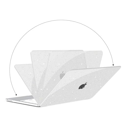G JGOO Compatible with MacBook Neo Case 13 inch 2026 Model A3404 with A18 Pro Chip, Glitter Protective Plastic Hard Shell for Mac Neo Case with Keyboard Cover & Screen Protector, Sparkly Clear - color: Glitter Clear