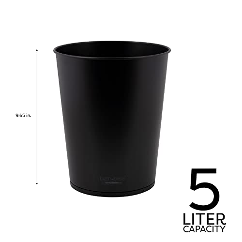 Bath Bliss 5 Liter Small Wastebasket | 2 Pack | Round Open Top | Trash Can | Bathroom | Bedroom | Kitchen | Office | Dorm | Disposal Waste Bin | Garbage | Matte Black - color: Black, size: 2 Pack
