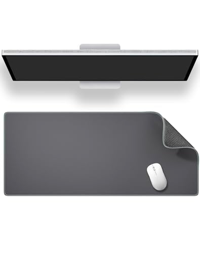 ALOANES Gray Waterproof Desk Mat, Large Mouse Pad with Extended Mouse Mat, with Anti Slip Base, Stitched Edge, Grain Jacquard Surface, Perfect for Gamer Office & Home, 3XL(35.43"x15.74"x0.12") - color: 01- Pro Gray, size: 3XL(35.4" x 15.7")