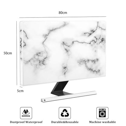 Fashion Gray Marble Waterproof 32 Inch Anti-Static Dustproof LCD/LED/HD Abstract Texture 32 Inch TV Cover with Creative Design Anti-Static Dustproof Protective Dust Covers for TV - color: white and gray, size: 32 Inch