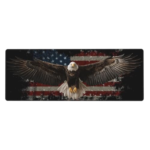 American Flag Bird Mouse Pad Extended Large Gaming Mouse Pad XL Stitched Edges for Gamer Home Office 31.5 X 11.8 Inch - color: American Flag