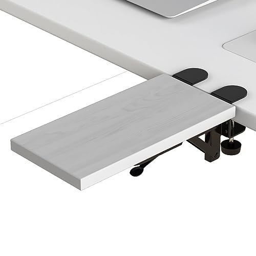 OUGIC Ergonomic Desk Extension Tray, 30 x 15 cm, Clamp Without Perforation, Foldable Keyboard Drawer Tray, Wrist Rest, Computer Stand - color: White., size: 15cm*30cm